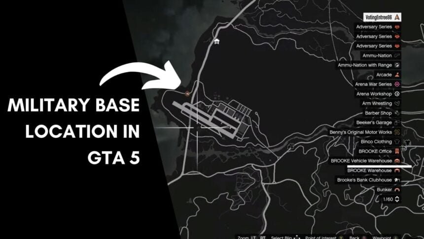 Military base location on map in GTA 5